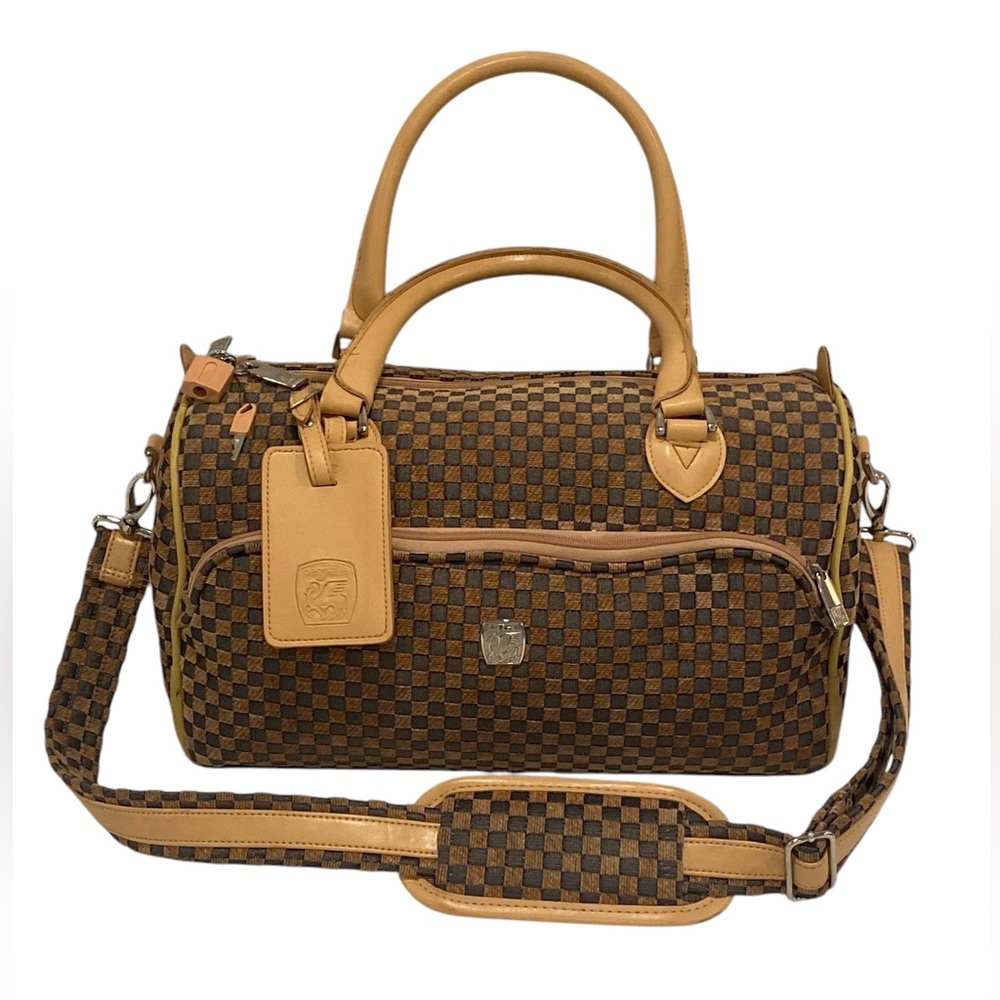 Pegasus Vintage Weekender Woven & Leather Travel Duffle Bag